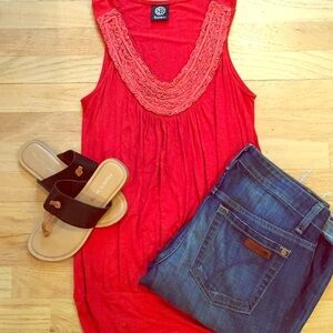 Nordstrom Rust red bubble hem top